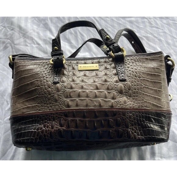 Brahmin Mercury Crescent Textured Leather Medium Asher Satchel Bag Purse - Picture 15 of 16